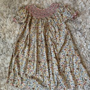Pink Smocked Floral Dress